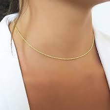 Has a spring ring clasp. Amazon Com Gold Chain Necklace Gold Minimalist Choker For Women In Rope Style Dainty Simple Gold Necklace Gift Handmade Jewelry By Annikabells Handmade