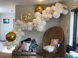 Gold And White Balloon Garland White Balloons Engagement Party Decorations Gold Baloon Decorations