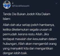 Dukung channel ini dengan cara like dan subscribe. Tanda Dia Bukan Jodoh Kita Untuk Jodoh Itu Rahsia Allah ÙÙŠØ³Ø¨ÙˆÙƒ