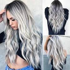 To make the hairstyle appear sophisticated, opt for a middle parting and loose curls. Women Balayage Hairstyle Wavy Black White Long Wig Ombre Pearl Hair Gray Buy At A Low Prices On Joom E Commerce Platform