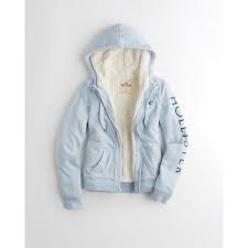 Hollister Sherpa Lined Graphic Hoodie 60 Liked On Polyvore Featuring Tops Hoodies Light Blue Hooded Top B Hoodies Graphic Hoodies Blue Embroidered Top