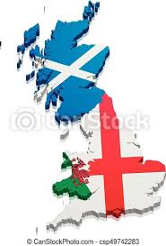 Wales in 1301 after defeating the native princes of wales, king edward i of england named his son prince of wales. Map England Scotland Wales Detaillierte Abbildung Einer Karte Von England Schottland Und Wales Mit Ihrer Nationalflagge Canstock