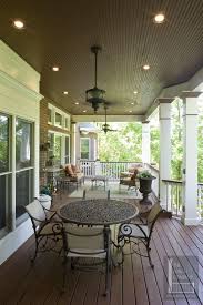 Nashville Porch Flat Roof Beadboard Ceiling Dark Ceiling Adds Drama To Any Out Door Area Porch Flat Roof House With Porch Porch Ceiling