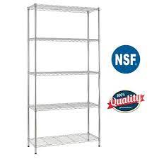 Check spelling or type a new query. 5 Shelf Wire Shelving Unit Garage Nsf Wire Shelf Metal Large Storage Shelves Heavy Duty Height Adjustable Utility Commercial Grade Steel Layer Shelf Rack Organizer 1250 Lbs Capacity 14x36x72 Chrome Walmart Com