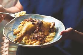 Top wtih almond slices and chopped parsley and serve. This Chicken Couscous Dish Originates In The City Of Fes Or Fez Full Of Warming Spices And Fragrant Saffron It S Fin Recipes Raisin Recipes Couscous Dishes