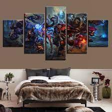 Hang 'em on walls, drape 'em on beds, divide a room, hide your secret stuff. Modular Canvas Pictures Wall Art Home 5 Pieces League Legends Paintings Hd Prints Game Poster Living Room Framework With Free Shipping Worldwide Weposters Com