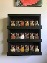 Spice Rack Wall Mounted Spice Shelves Kitchen Spice Etsy Wall Mounted Spice Rack Wall Spice Rack Kitchen Storage Shelves