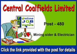 Central Coalfields Limited 480 Mining Sider And Electrician Coalfield Free Online Jobs Government Jobs