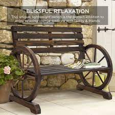 Antique primitive conestoga wagon wheel red bench. Best Choice Products 2 Person Wooden Wagon Wheel Bench For Patio Garden Outdoor Lounging W Rustic Design Brown Walmart Com Walmart Com