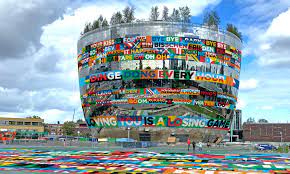 Official website of the eurovision song contest. Rotterdam Landmark Adorned With Brightly Colored Banners Featuring The Lyrics Of The Eurovision Song Contest In The City Of Singalon Netherlands News Live