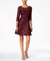 Sl Fashions Sequined Lace Fit Amp Flare Dress Macys Com Lace White Dress Fashion Cocktail Dress Lace