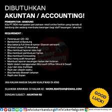 Harian cikarang adalah situs berita yang fokus memberitakan seputar daerah cikarang dan sekitarnya. Lowongan Kerja Akuntan Accounting Pt Rda Bandung Juni 2020 Info Loker Bandung 2021