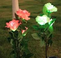 3 Heads Led Rose Flower Shaped Light Flower Garland Rose Solar Garden Light
