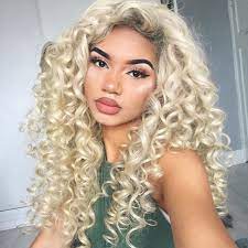 Platinum Blonde Virgin Human Hair Wig 16 Curly Hair Styles Curly Hair Styles Naturally Long Curly Hair
