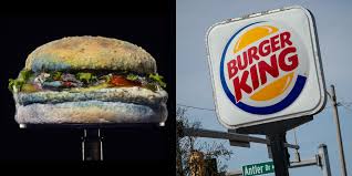 The text is slightly skewed and slanted, so it mimics the shape of two patties of beef. Burger King S Moldy Whopper Is Here To Prove A Point About Fast Food