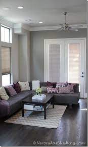 There's also crown molding to split up the wall and ceiling color. Veronika S Blushing A Painted House Purple Living Room Living Room Grey Home