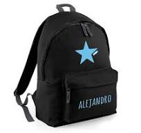 Mochila Junior Negra personalizada, dibujo a elegir