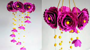 How to make paper flowers for wall hanging. Diy Wind Chime With Beautiful Paper Roses Wall Hanging Paper Craft Paper Roses Diy Wind Chimes Paper Flowers Diy