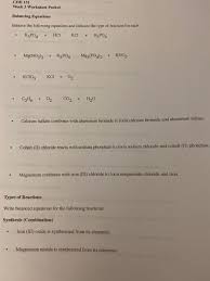 Balancing equations practice worksheet balance the following equations: Solved Che 131 Week 3 Worksheet Packet Balancing Equation Chegg Com