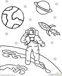 Color The Outer Space Astronaut Worksheet Education Com Space Coloring Pages Space Preschool Outer Space