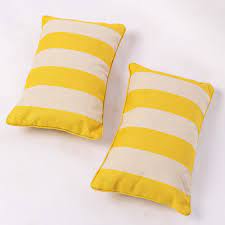 Black white and yellow outdoor pillows. Amazon Com Insert Included Indoor And Outdoor Waterproof Striped Lumbar Pillow Set Of 2 All Season Outdoor Decorative Pillows Patio Furniture Pillows Yellow Blue Black And White Outdoor Pillows 12 X20 Kitchen Dining