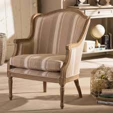 Baxton Studio Charlemagne Beige Stripes Fabric Upholstered Accent Chair 28862 5487 Hd The Home Depot Upholstered Accent Chairs Fabric Accent Chair French Accent Chairs