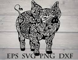 Download Zentangle Pig Svg Mandala Animal Svg Etsy