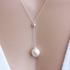 Pearl Necklace Sterling Silver Dangling Pearl Necklace Etsy Single Pearl Necklace Beaded Jewelry Fashion Jewelry