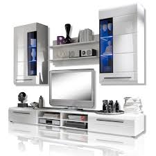 Wohnwand Skin Weiss Hochglanz Led Beleuchtung Wohnwande Wohnwande Mobel Wohnzimmer Wohnwand Weiss Hochglanz Tv Wanddekor