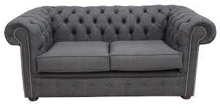 Truly elegant, it simply emanates comfort. Chesterfield 2 Seater Sofa Settee Grey Real Linen Fabric Designer Sofas4u
