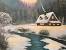 Night Snow Cabin Wallpaper