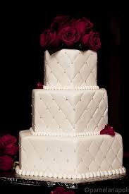 Hexagonal Quilted Wedding Cake With Roses Burgundy Wedding Cake Wedding Cake Quilted Purple Wedding Cakes