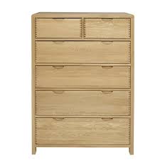 Dresser 48 wide x 26 high x 24 deep (with oval solid oak dresser rubbed brass hardware with swivel base drawers 2 long drawers 3 short drawers. Ercol Bosco 6 Drawer Tall Wide Chest