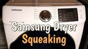 If the drive belt is frayed or damaged, the dryer will be noisy as it turns. How To Fix A Samsung Dryer Squeaking Noise Squealing Noise Caused By Roller Or Tensioner Youtube