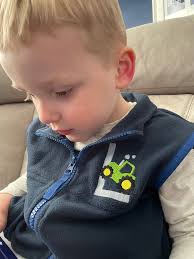 Adorable Children's Pink or Green Tractor Initial Embroidered Fleece  Bodywarmer