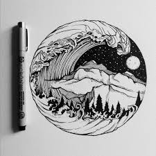 Joe Crisp Art On Instagram Art Artist Illustrations Drawing Nature Waves Mountains Moon Pen Linework Dots Blackworkers Circle Art Pen Art Ink Art