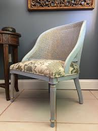 This Barrel Cane Back Chair Was Updated With A Custom Chalk Paint Color And Re Upholstered The Cane Was Re Cane Back Chairs Small Living Room Chairs Furniture