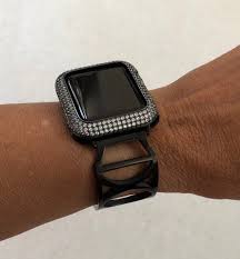 Black Apple Watch Band 38mm Apple Watch Bangle Black Watch Band Bling And Or Lab Diamond Etsy Apple Watch Apple Watch Accessories Apple Watch Bands