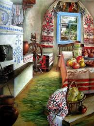 Ukrainian Folk Interior In The Old Houses Till 19 Century Ukrayina Narodne Mistectvo Zhivopis