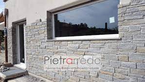 Rivestimento In Pietra Pietra Luserna Tranciata Retrosegata Altezza 6 8 Cm Rivestimento In Pietra Pavimento In Pietra Pietre