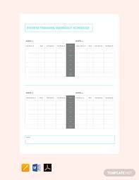 23 Free Workout Schedule Templates Pdf Word Google