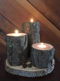 Hagao tea light candle holders, personalized wooden candle holder for rustic wedding party birthday holiday set of 3 (1,1.6,2.7) 4.3 out of 5 stars. Cherry Log Candle Holder Rustic Candle Holder Wood Tealight Etsy In 2020 Diy Wood Candles Wooden Candle Holders Log Candles