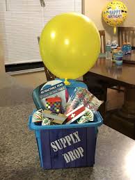 Supply Drop Fortnite Party Favors Blue Container From Dollar Tree Purchased Printables From Etsy Filled Easter Baskets Easter Basket Diy Boys Easter Basket