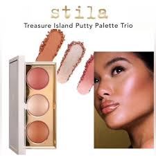 🆕 STILA Treasure Island All-in-One Bronzer, Kitten Highlighter Blush Putty  Trio