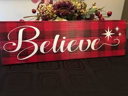 Believe Sign Buffalo Plaid Sign Buffalo Plaid Christmas Sign Holiday Decor Christmas Signs Burlap Christmas Christmas Wood