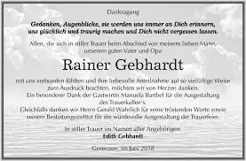 Traueranzeigen von Rainer Gebhardt