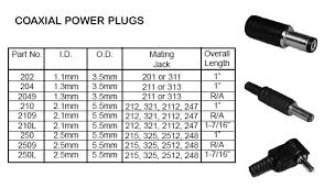 dc barrel connector size chart best picture of chart