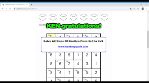 Kenken puzzles involve filling a number grid, with the added element of mathematical cages. Kenken Puzzle Generator