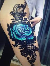 Blue Bird And Rose Tattoo Pin By Cassie James On Tattoo S Pinterest Tattoo Tatting And Thigh Tattoos Women Flower Thigh Tattoos Rose Tattoos For Women