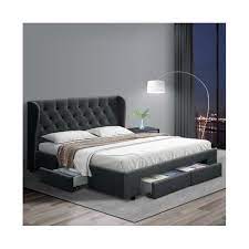 Solid woden pine king size bed frame 5ft underbed storage bedside cabinet pine bedframe with slats. Artiss Queen Size Bed Frame Base Mattress With Storage Drawer Fabric Mila Charcoal Bed Designs With Storage Queen Size Bed Frames King Size Bed Frame